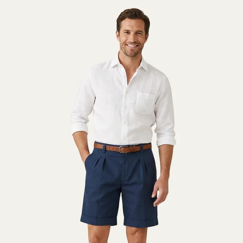 Herren Shorts mit Falten und Gürtel
