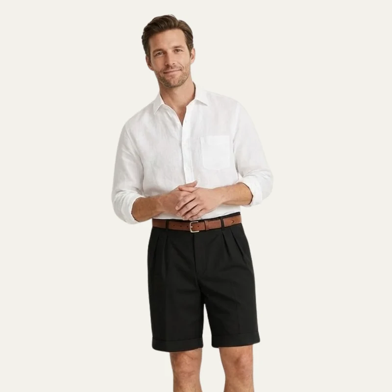 Herren Shorts mit Falten und Gürtel