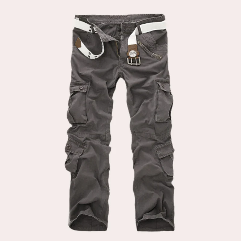 Herren Hose mit Mehrfachen Aufgesetzten Taschen und Gürtelstruktur