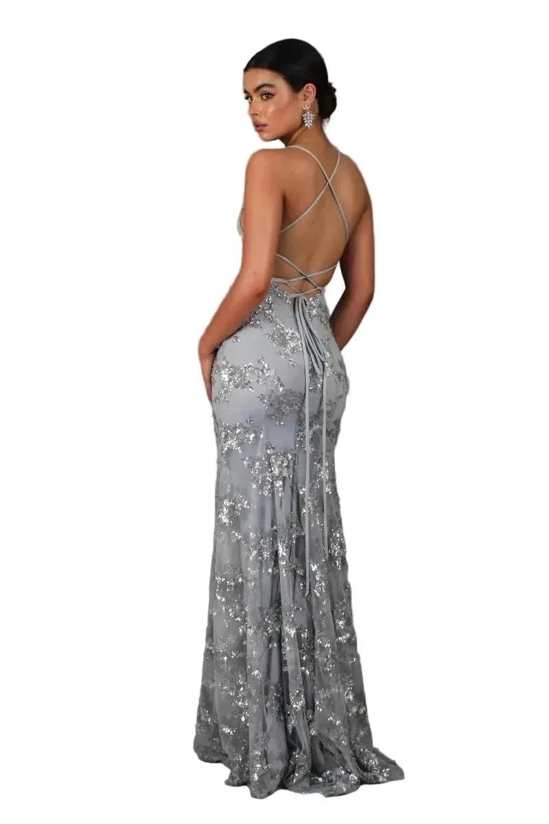 Damen Abendkleid in Bodenlänge mit schmalen Trägern