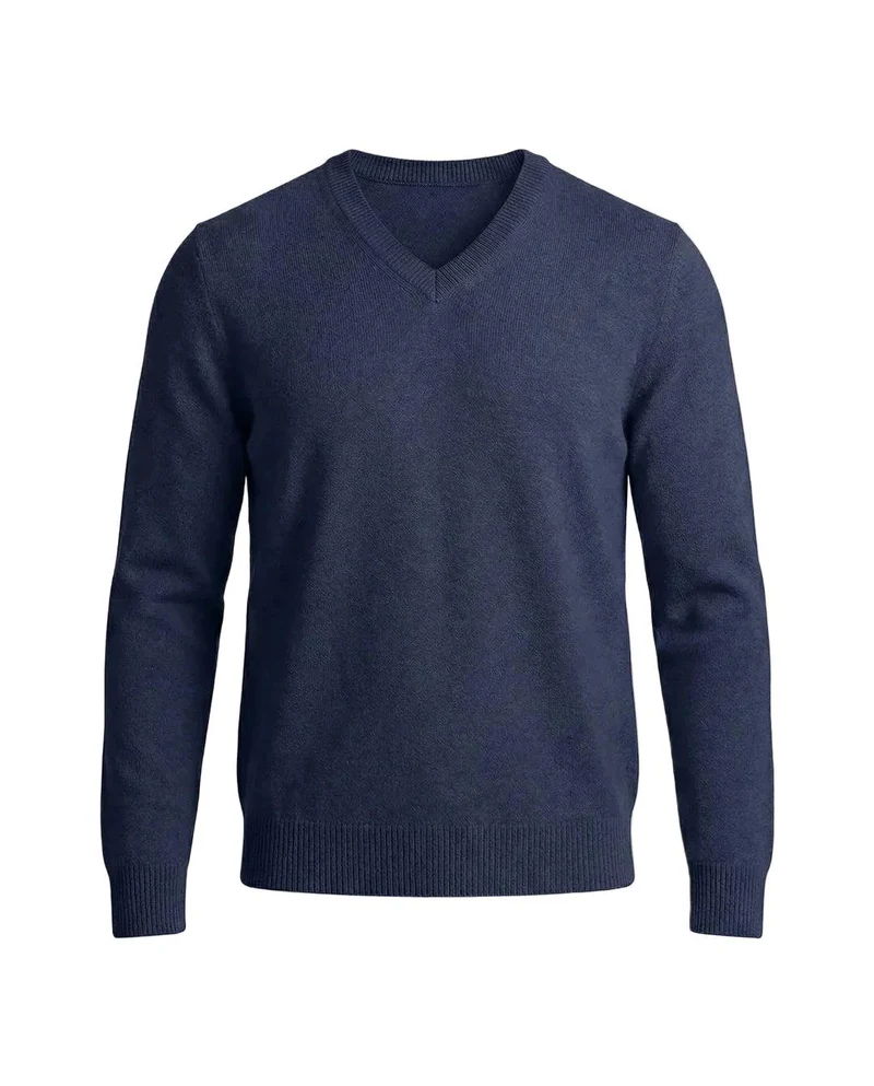 Herrenpullover mit langen Ärmeln, V-Ausschnitt und gerader Form