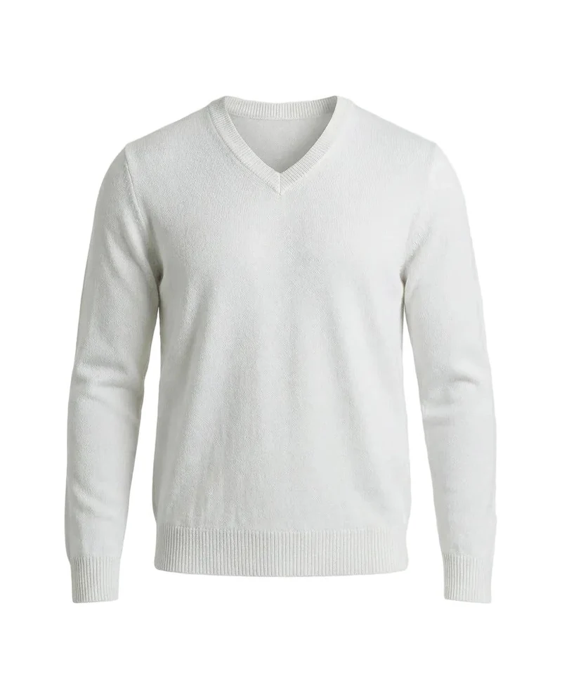 Herrenpullover mit langen Ärmeln, V-Ausschnitt und gerader Form