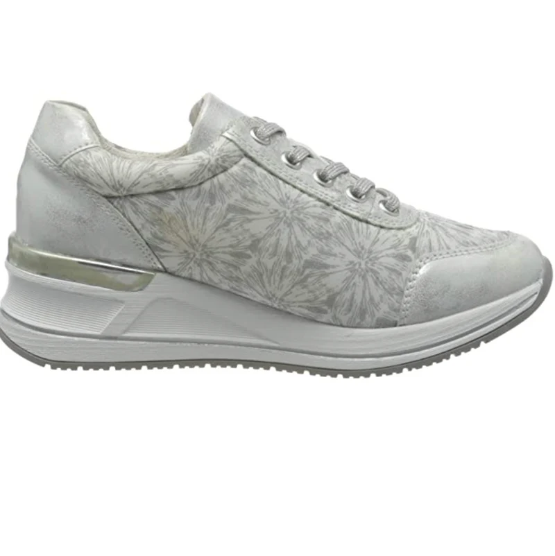 Remonte Modische Damen-Sneaker – Weiß / Silber