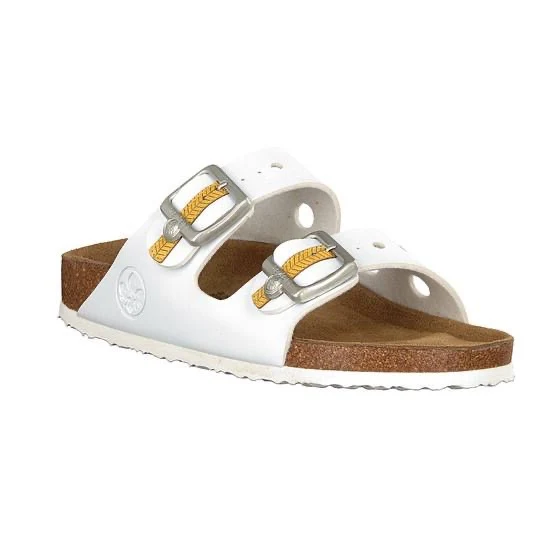 Rieker Slip-on-Sandalen für Damen – Weiß/Gelb