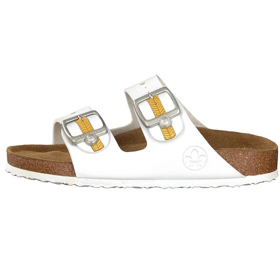 Rieker Slip-on-Sandalen für Damen – Weiß/Gelb