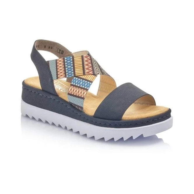 Rieker Modische Riemchensandale für Damen – Blau / Multi