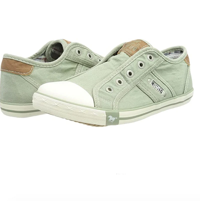 Mustang - Damen-Sneaker zum Hineinschlüpfen ohne Schnürsenkel - Grün