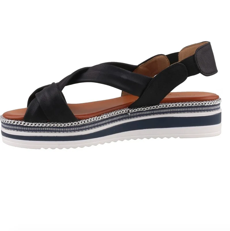 Mustang Damen-Sandalen mit gekreuzten Riemen – Marineblau
