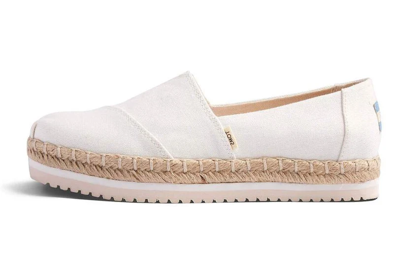 TOMS Damen Alpargata Plateau-Seil-Espadrille – Weiß