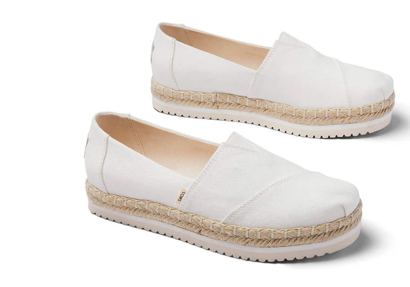 TOMS Damen Alpargata Plateau-Seil-Espadrille – Weiß