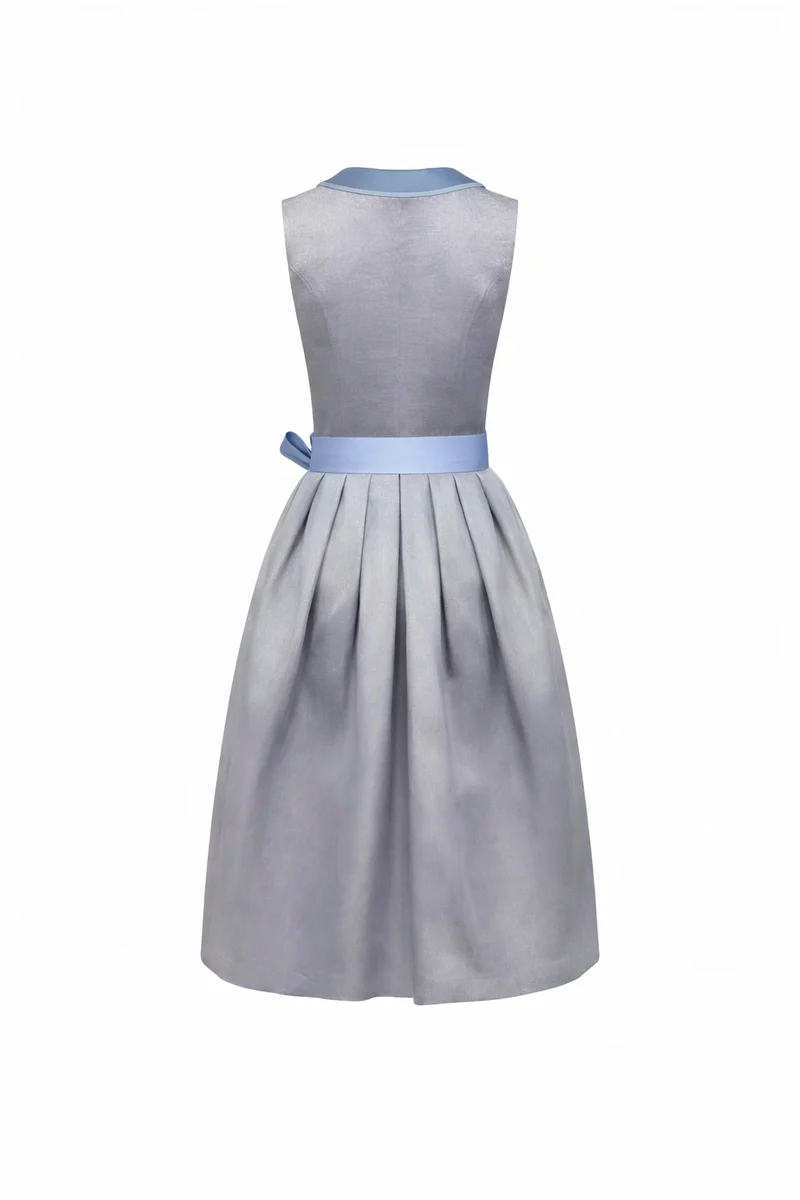 Damen Dirndl Kleid mit eckigem Ausschnitt, Schnürung und Taillenband
