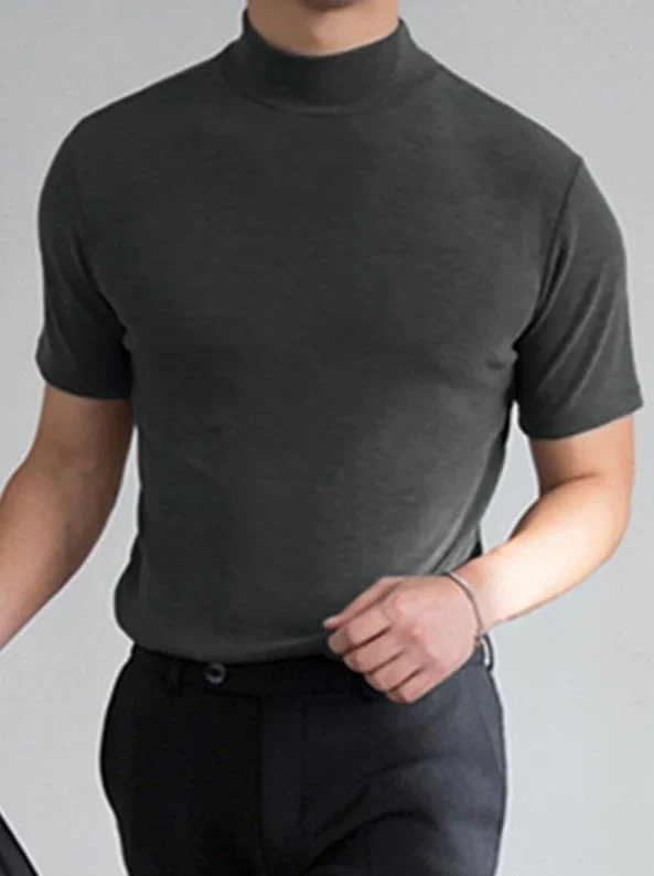 Herren Kurzarmshirt mit hohem Kragen