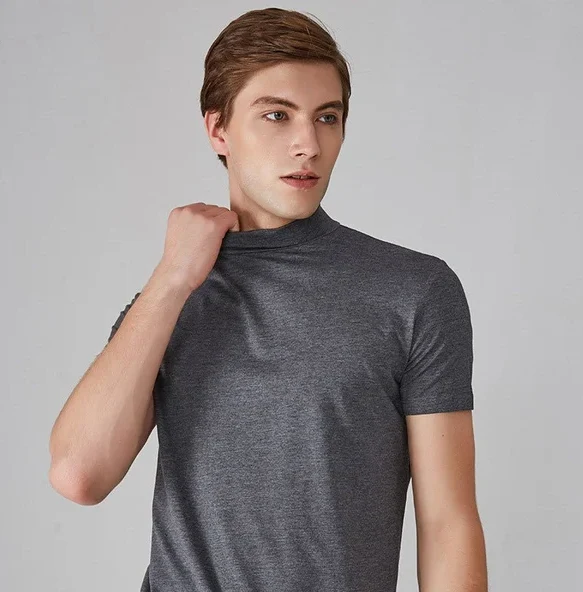 Herren Kurzarmshirt mit hohem Kragen