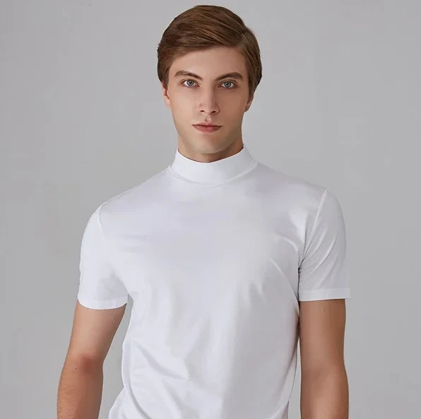 Herren Kurzarmshirt mit hohem Kragen