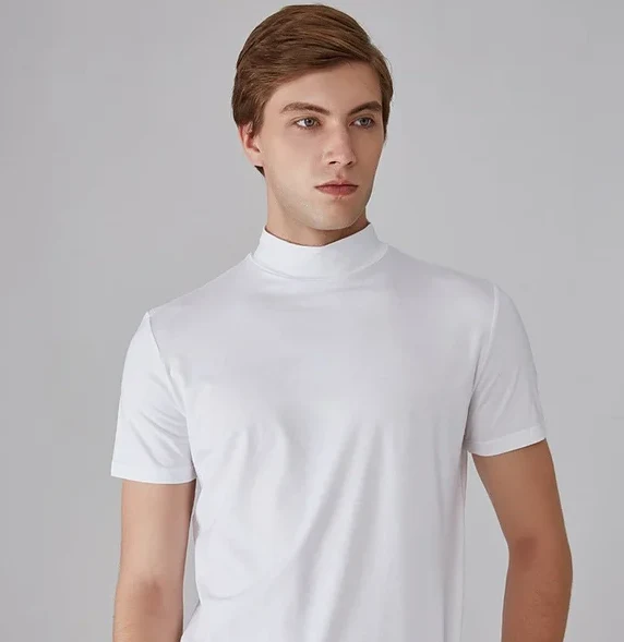 Herren Kurzarmshirt mit hohem Kragen