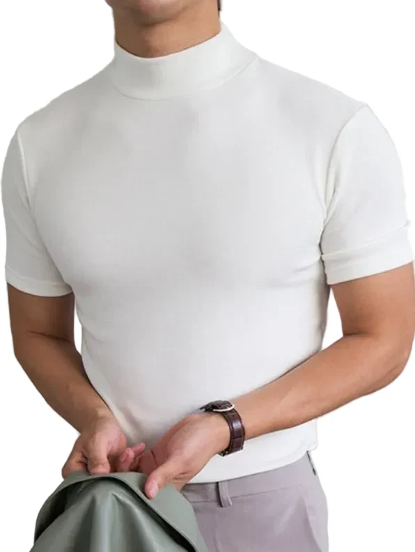 Herren Kurzarmshirt mit hohem Kragen