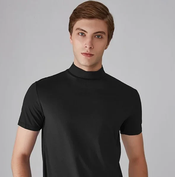 Herren Kurzarmshirt mit hohem Kragen