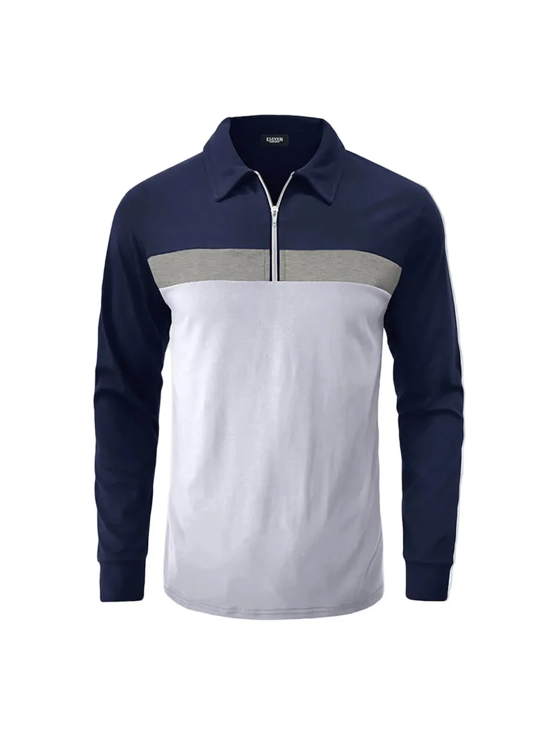 Herren Langarm Poloshirt mit Reißverschlussleiste