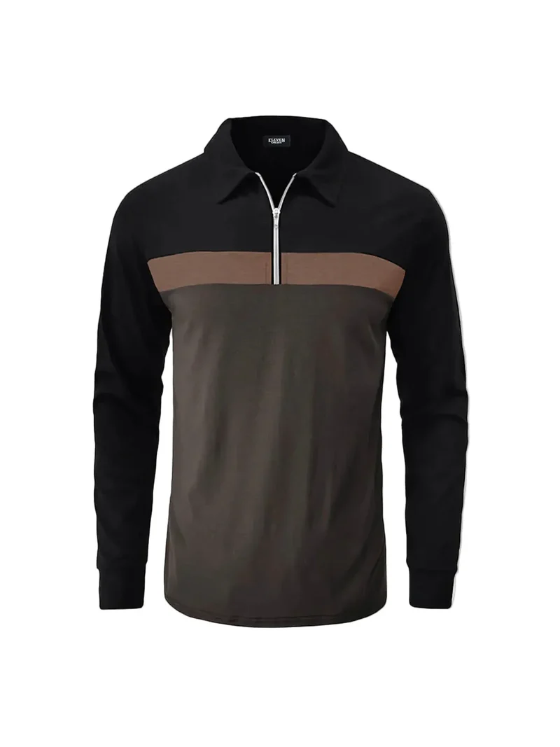 Herren Langarm Poloshirt mit Reißverschlussleiste