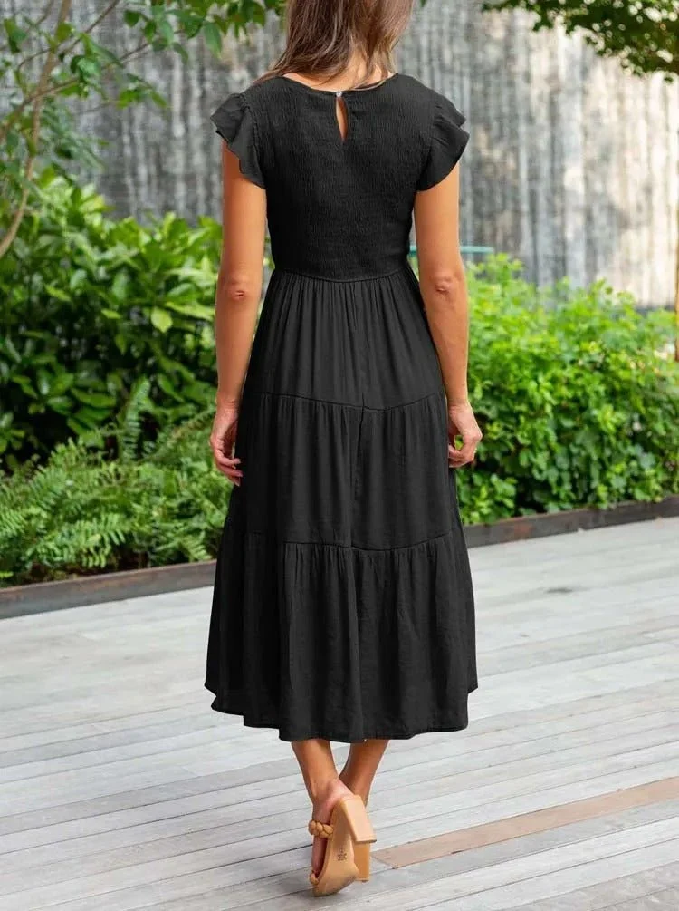 Marlene | Damen Midi-Kleid Stufenrock Bauchkontrolle