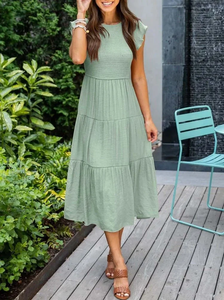 Marlene | Damen Midi-Kleid Stufenrock Bauchkontrolle