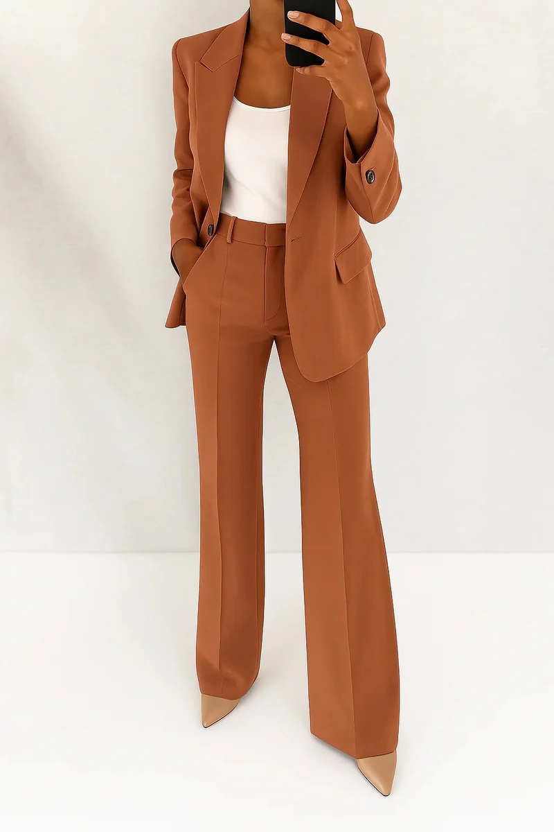 Elfriede | Damen High-Waist Wide-Leg Blazer-Anzug-Set