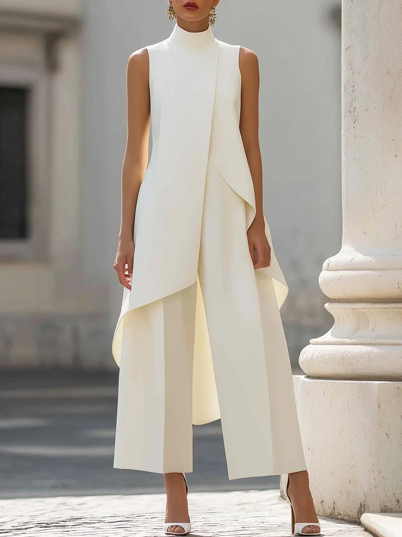Luisa | Damen Asymmetrisches High-Neck Marlene-Hosen-Set