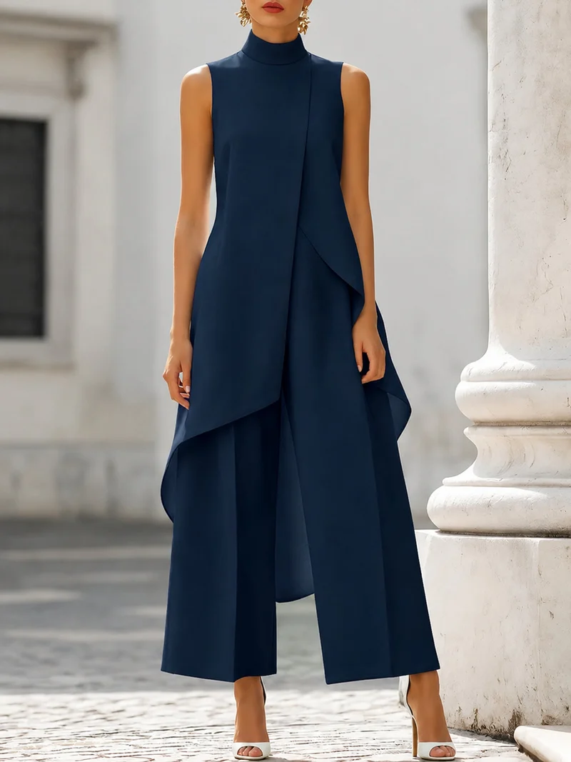 Luisa | Damen Asymmetrisches High-Neck Marlene-Hosen-Set