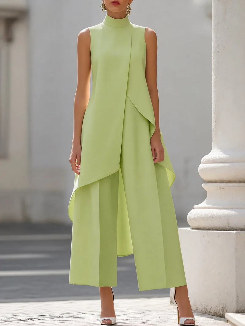 Luisa | Damen Asymmetrisches High-Neck Marlene-Hosen-Set