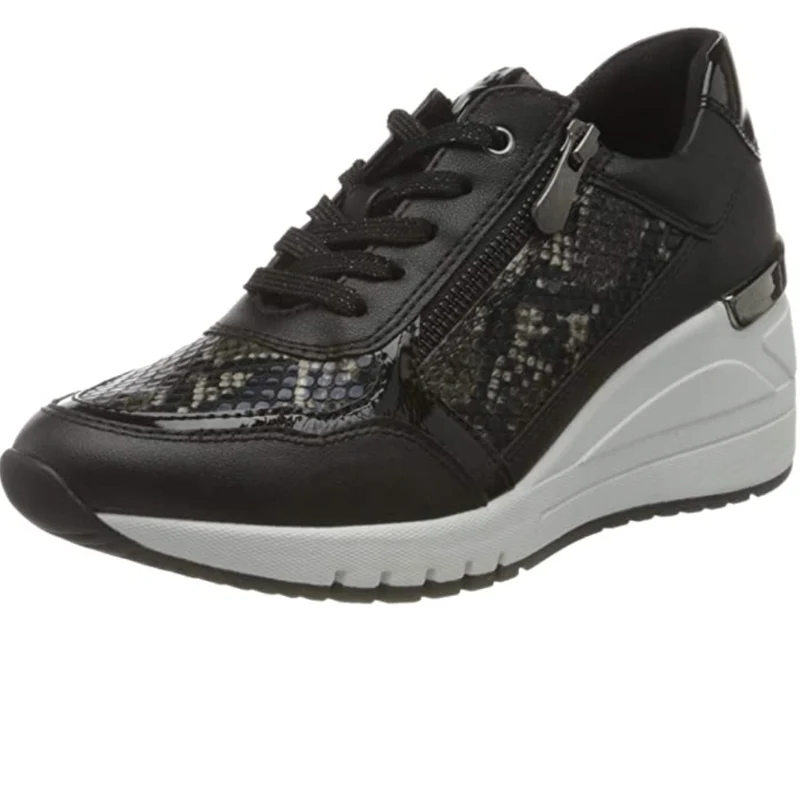 Marco Tozzi Damen Wedged Fashion Trainer – Schwarz