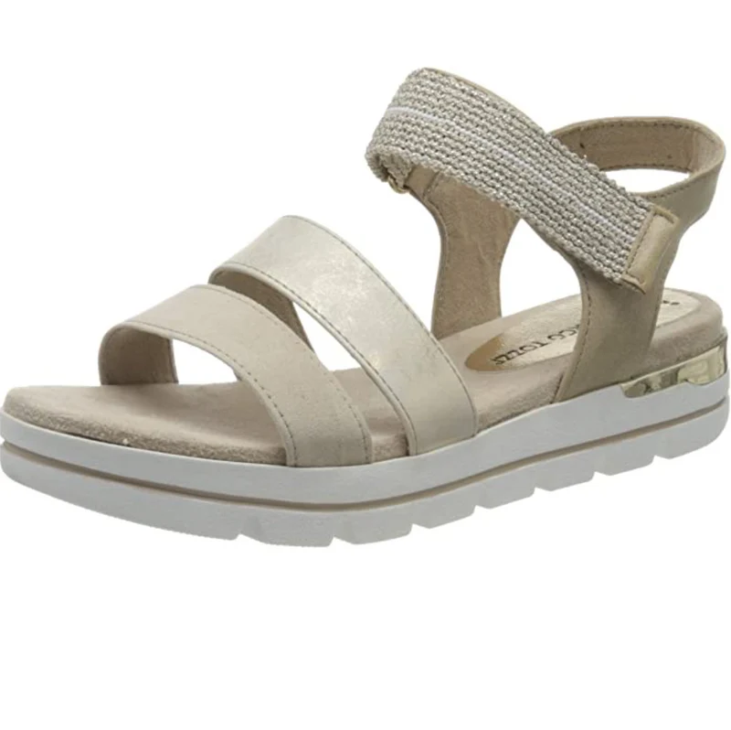 Marco Tozzi Modische Damen-Sandalen mit Knöchelriemen – Beige