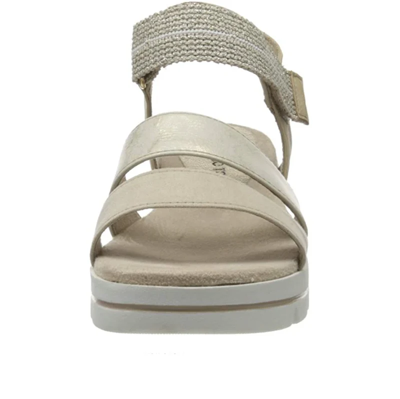 Marco Tozzi Modische Damen-Sandalen mit Knöchelriemen – Beige