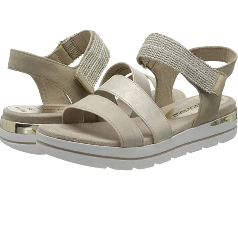 Marco Tozzi Modische Damen-Sandalen mit Knöchelriemen – Beige
