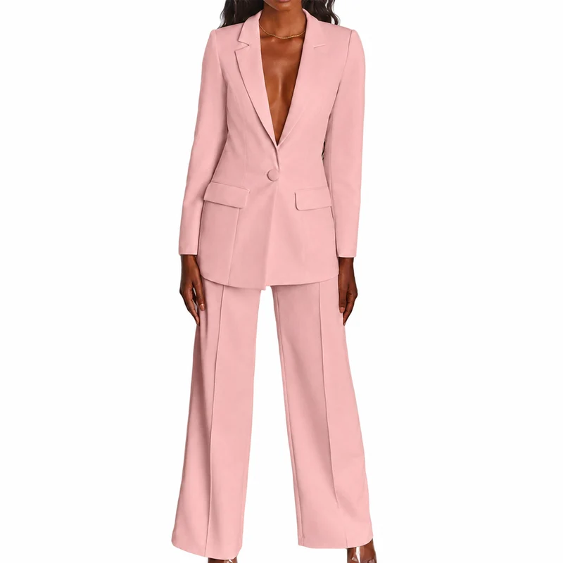 Damen Hosenanzug mit Longblazer und weitem Bein