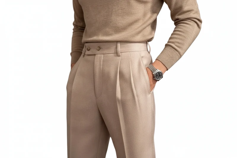Herren Hose mit hohem Bund und Bundfalte
