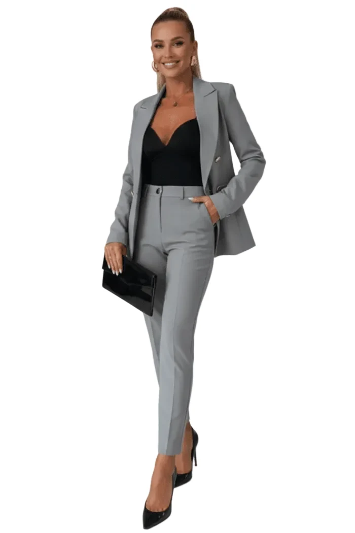 Damen-Zweiteiler mit tailliertem Blazer und Hose mit geradem Bein
