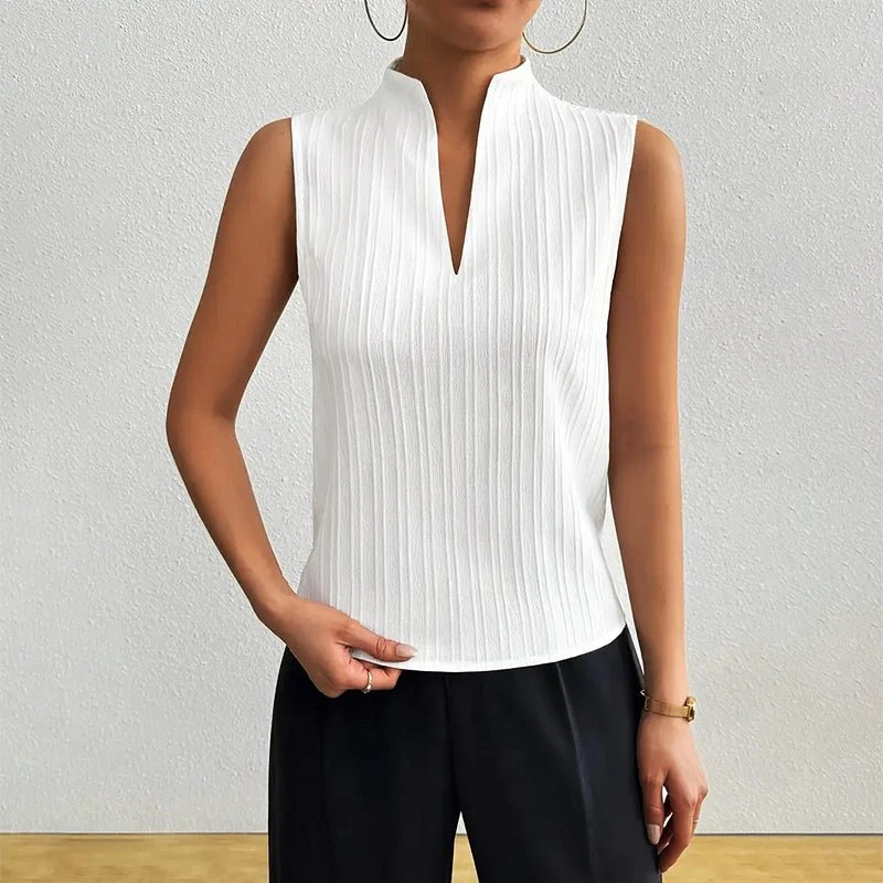 Clara | Damen Bluse ärmellos gestreift V-Ausschnitt