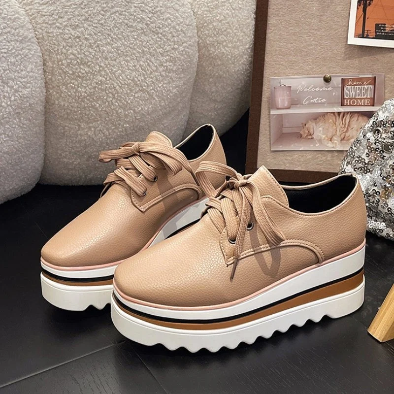 Elfriede | Platform Oxford Schuhe Wedge Sneaker Schnürung