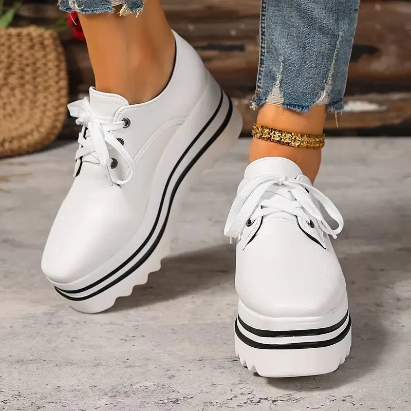 Elfriede | Platform Oxford Schuhe Wedge Sneaker Schnürung