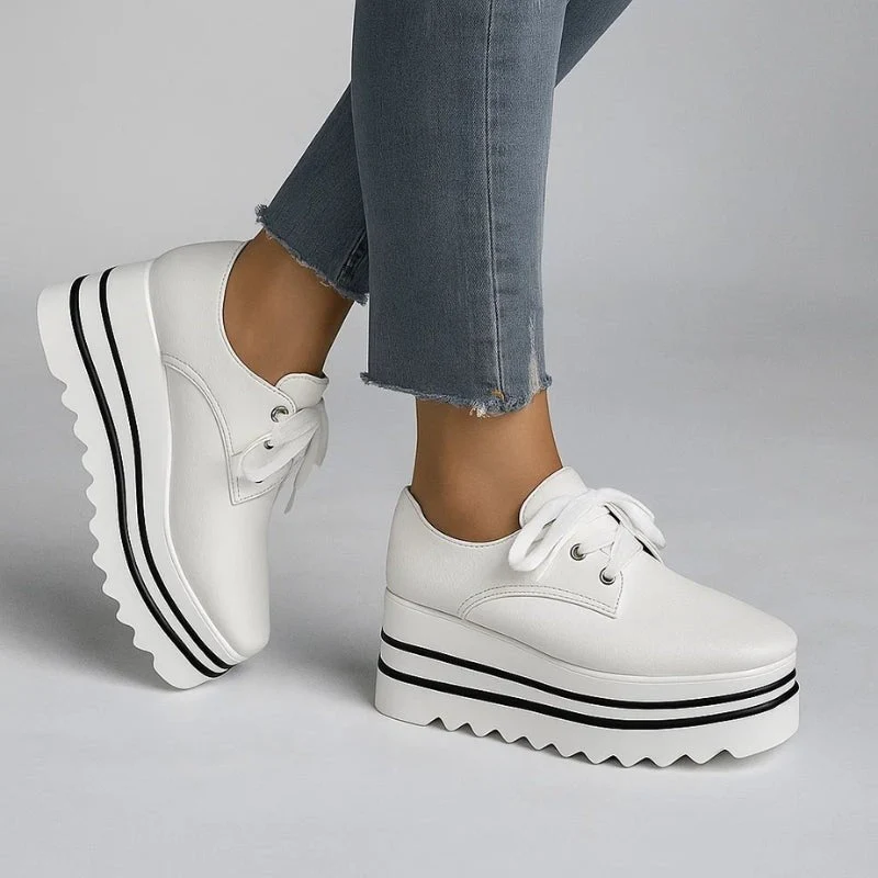 Elfriede | Platform Oxford Schuhe Wedge Sneaker Schnürung