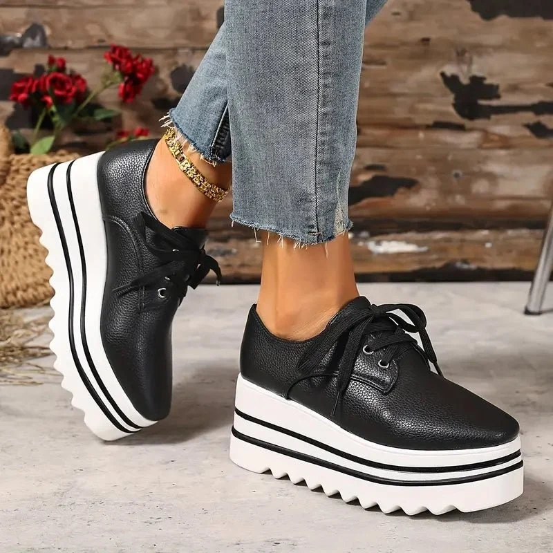 Elfriede | Platform Oxford Schuhe Wedge Sneaker Schnürung