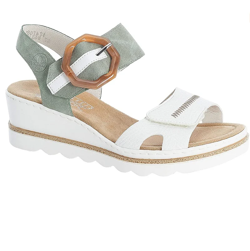 Rieker Modesandalen mit Keilabsatz für Damen – Weiß