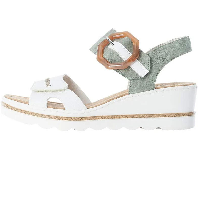 Rieker Modesandalen mit Keilabsatz für Damen – Weiß