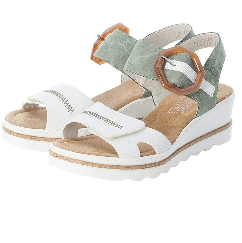 Rieker Modesandalen mit Keilabsatz für Damen – Weiß