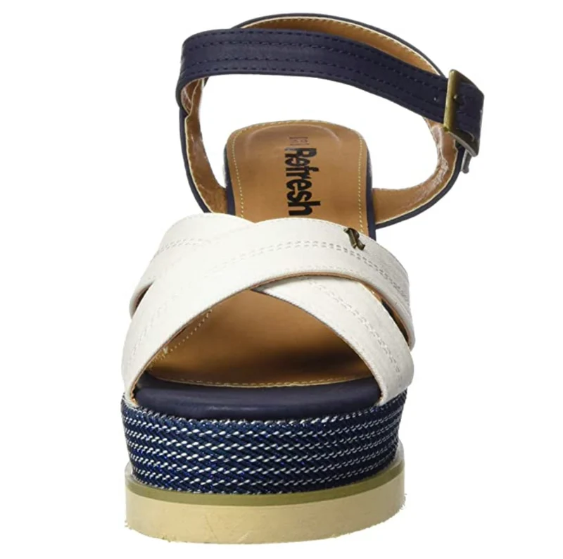 Refresh Plateau-Keilsandalen für Damen - Weiß / Marineblau