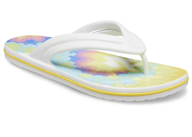 Crocs Damen Crocband Tie-Dye Flip Flop - Weiß / Multi