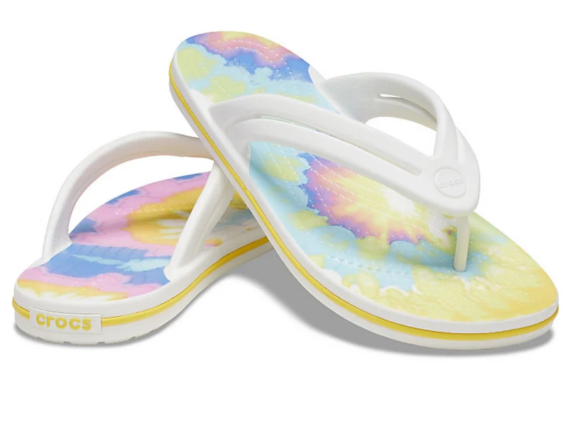 Crocs Damen Crocband Tie-Dye Flip Flop - Weiß / Multi