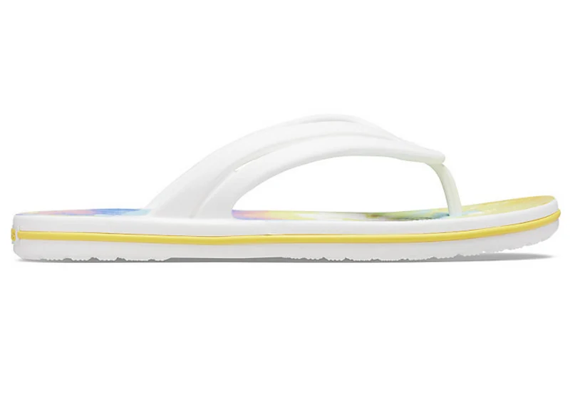 Crocs Damen Crocband Tie-Dye Flip Flop - Weiß / Multi