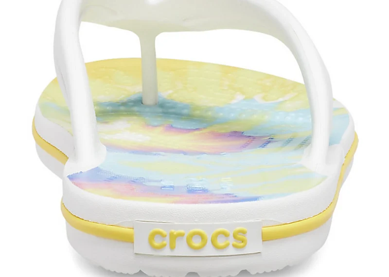 Crocs Damen Crocband Tie-Dye Flip Flop - Weiß / Multi