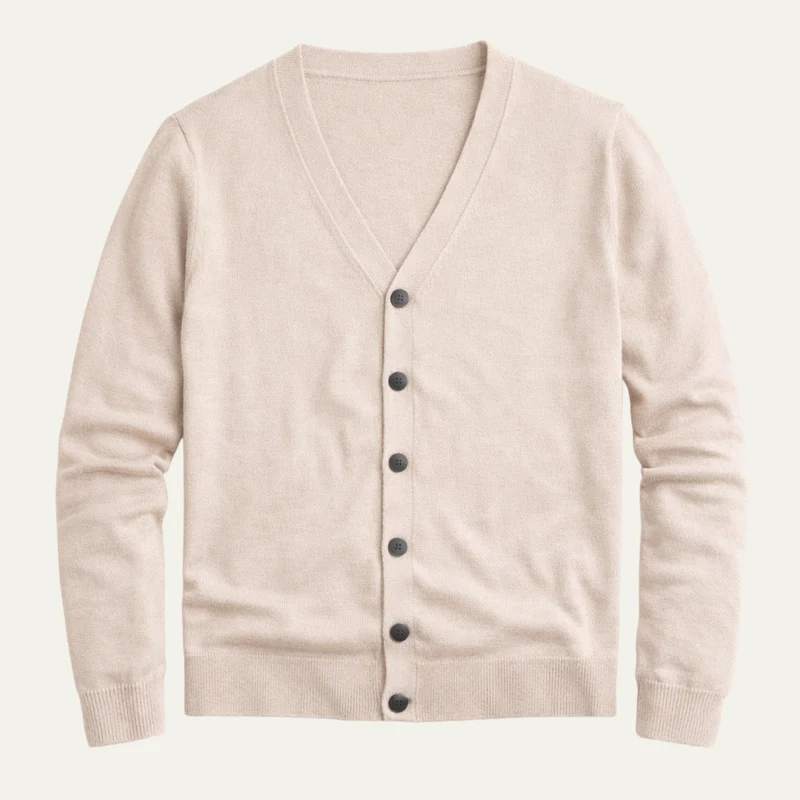 Herren Strickjacke mit Knopfleiste, V-Ausschnitt und Rippbündchen
